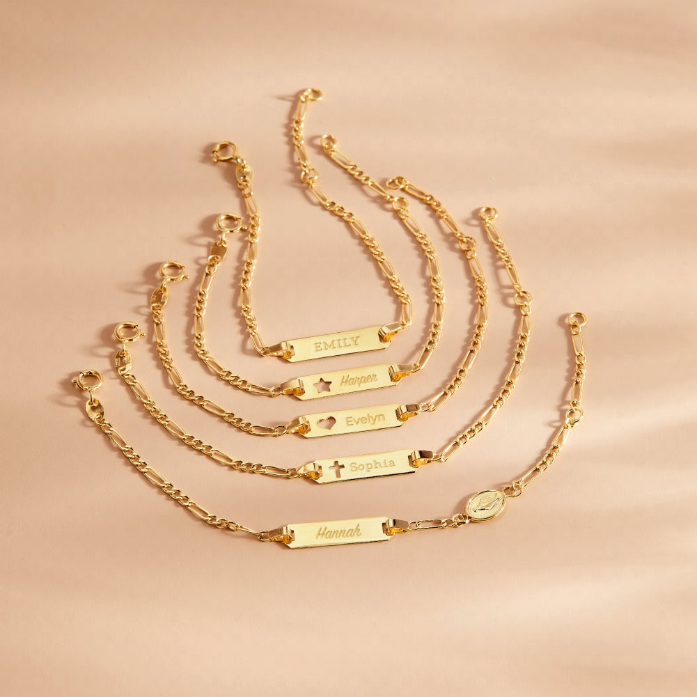 18k Gold 4.5"-5" Star Cutout Tag ID Baby / Toddler / Kids Bracelet