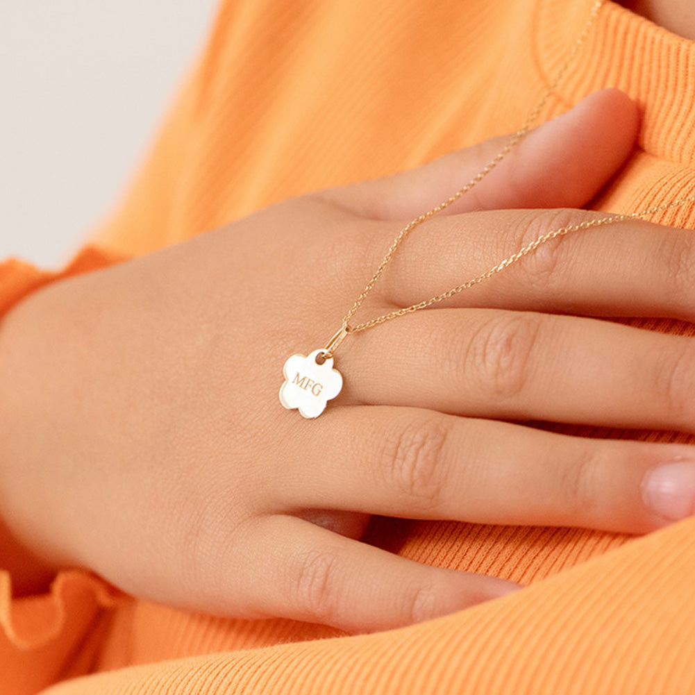 14k Gold Engravable Flower Kids / Children's / Girls for Charm Bracelet