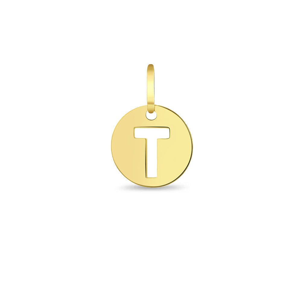 14k Gold Round Initial Letter Kids / Children's / Girls for Charm Bracelet