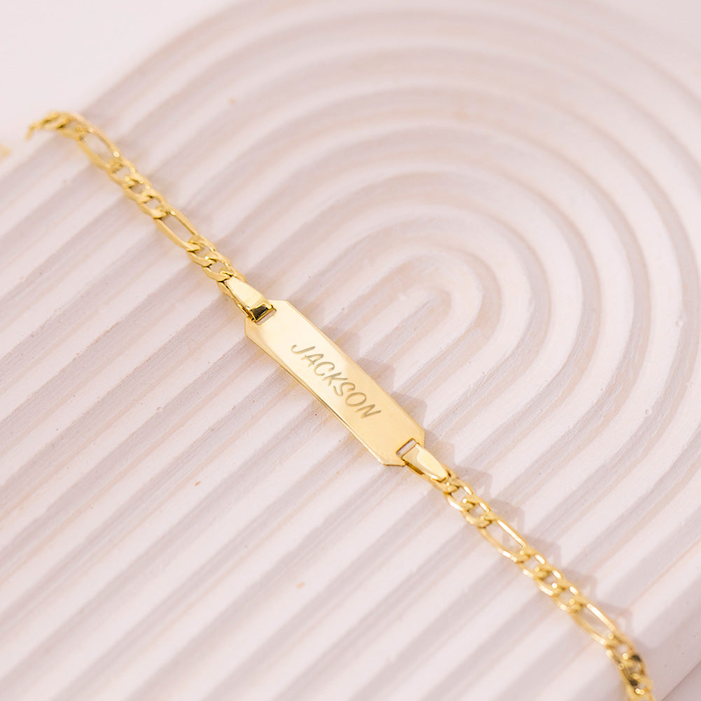 14k Gold 4.5"-5.5" Classic Figaro Toddler / Kids / Boys Bracelet
