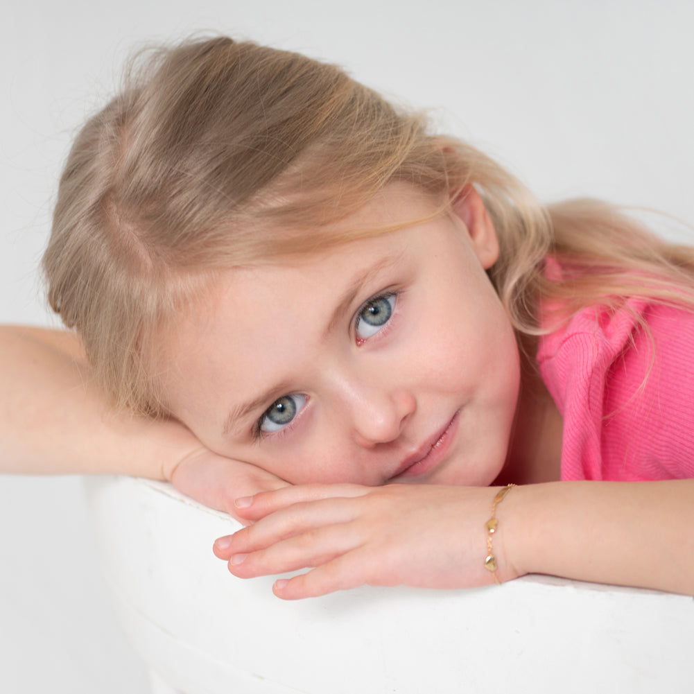 14k Gold 5"- 6" Engravable Puffed Heart Baby / Toddler / Kids Bracelet