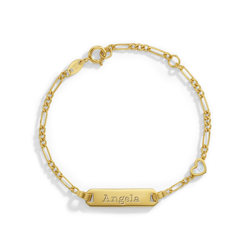 14k Gold 4.5"-5.5" Mother of Pearl Heart Baby / Toddler / Kids Bracelet