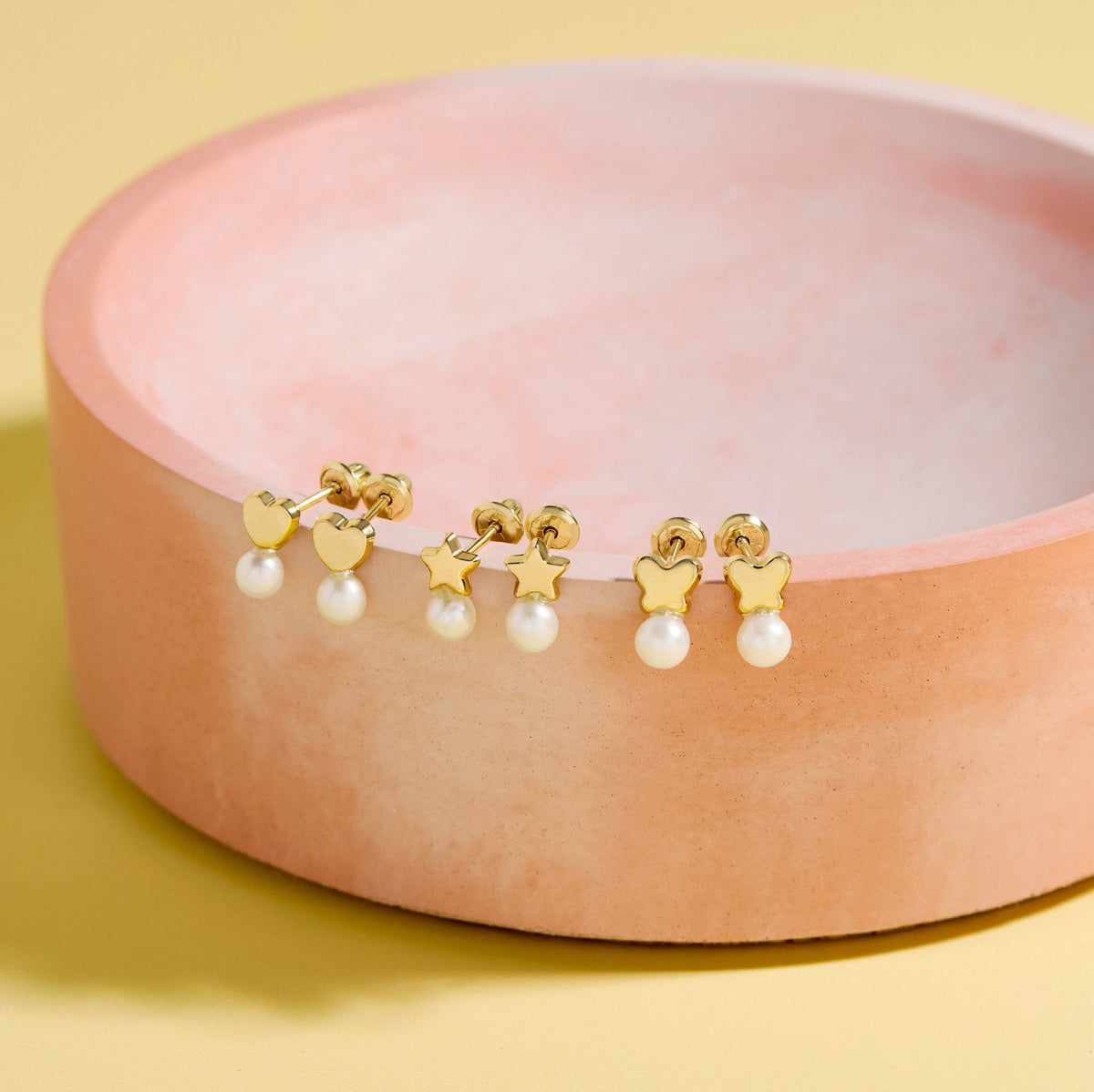 14k Gold Polished Drop Pearl Kids / Children's / Girls Earrings Safety Screw Back