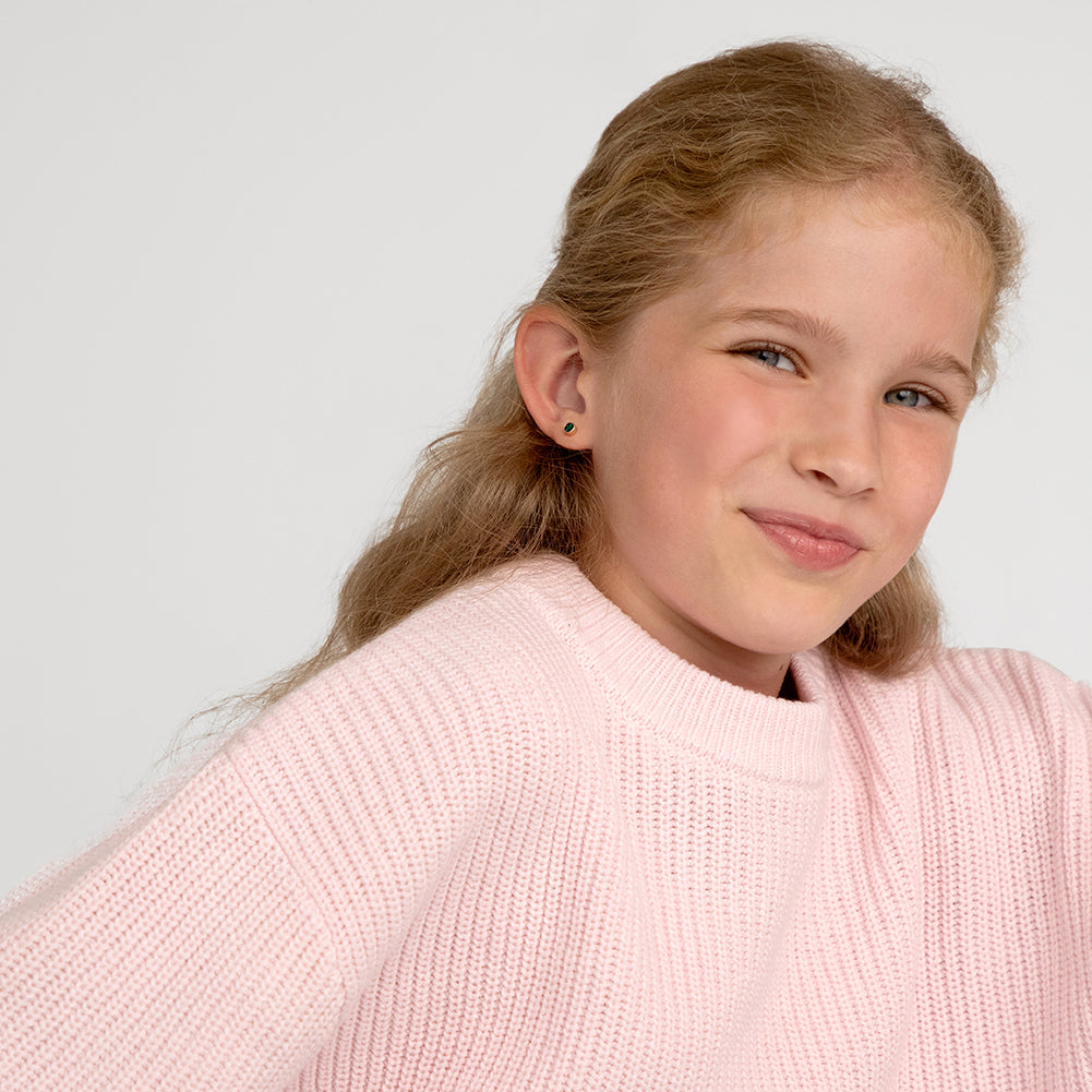 14k Gold CZ Halo Kids / Preteen / Teen Earrings