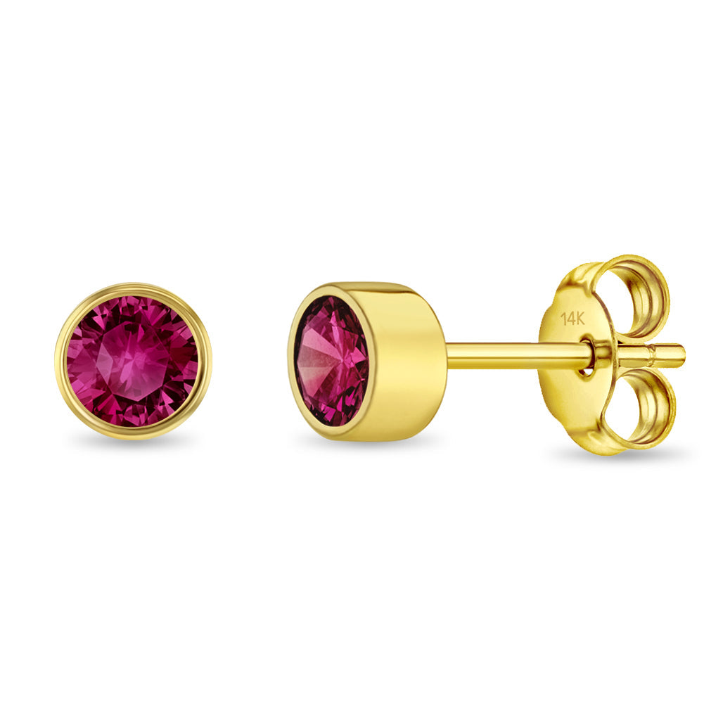 14k Gold CZ Halo Kids / Preteen / Teen Earrings