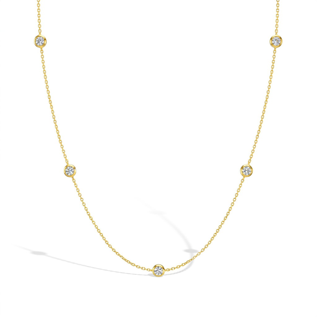 14k Gold Sparkling CZ Clear 16" Kids / Teen Necklace