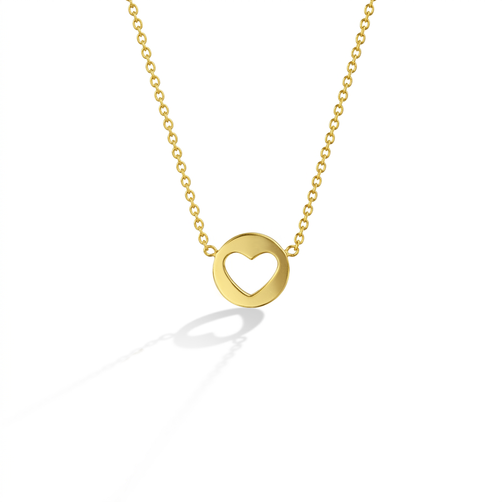 14k Gold Heart Cut Out Chain Kids / Children's / Girls Necklace