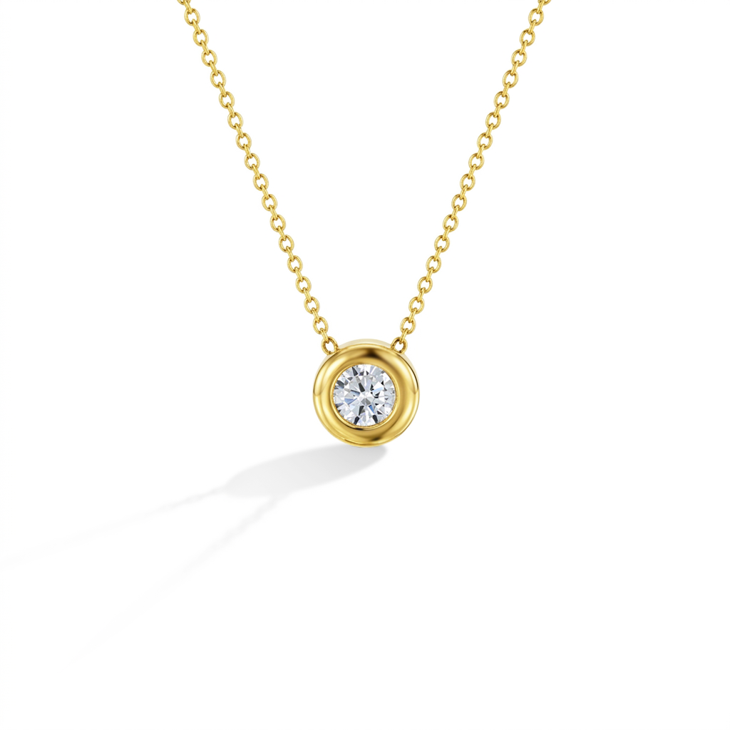 14k Gold Clear Hidden Halo CZ Toddler / Kids / Girls Pendant