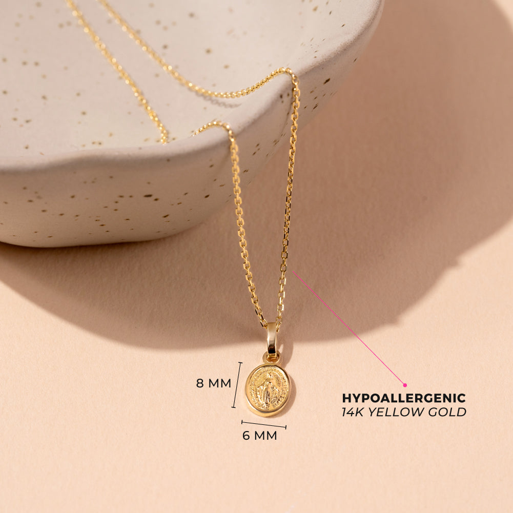 14k Gold Oval Virgin Mary Kids / Children's / Girls Pendant