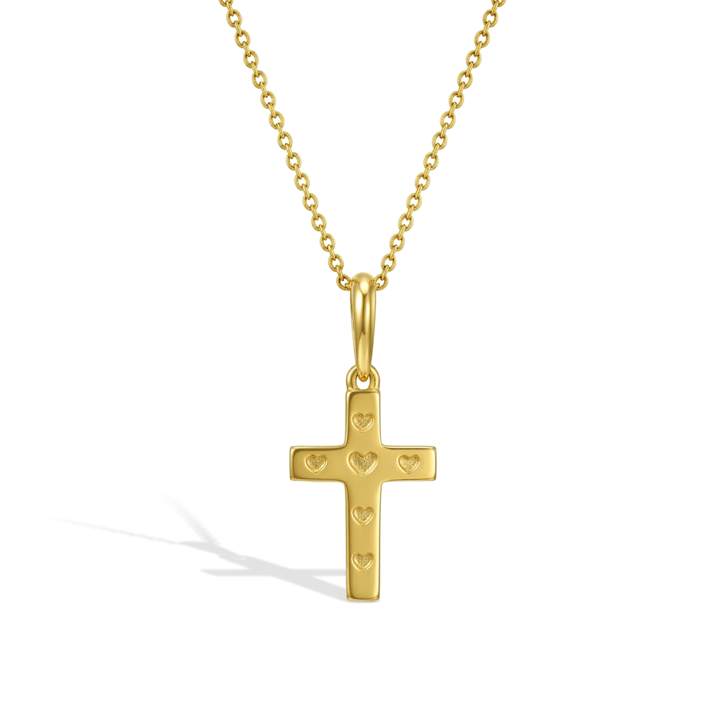 14k Gold Embossed Cross Kids / Children's / Girls Pendant