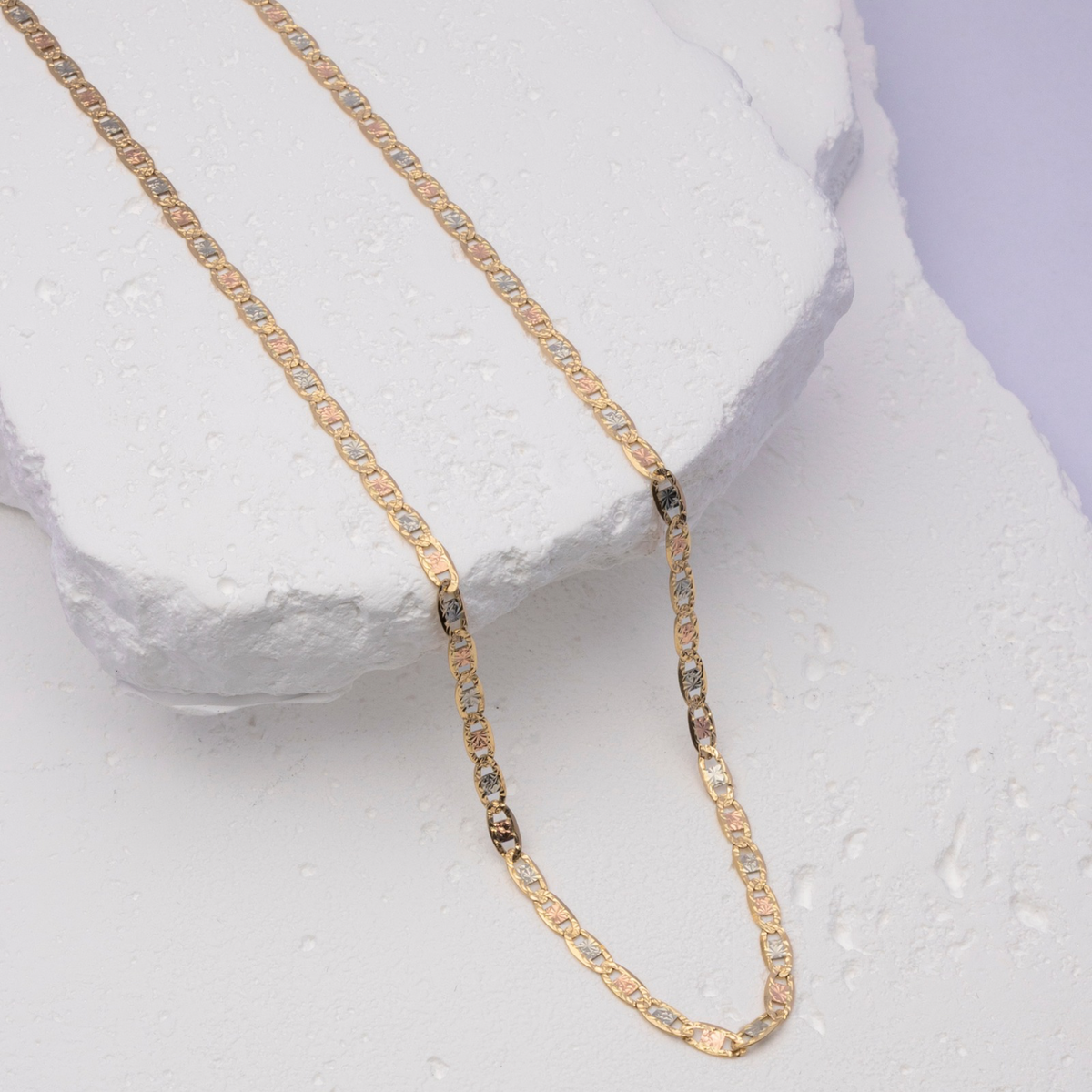 14k Thin Tri-Color Gold Chain – Elegant Piece – Italy Gold