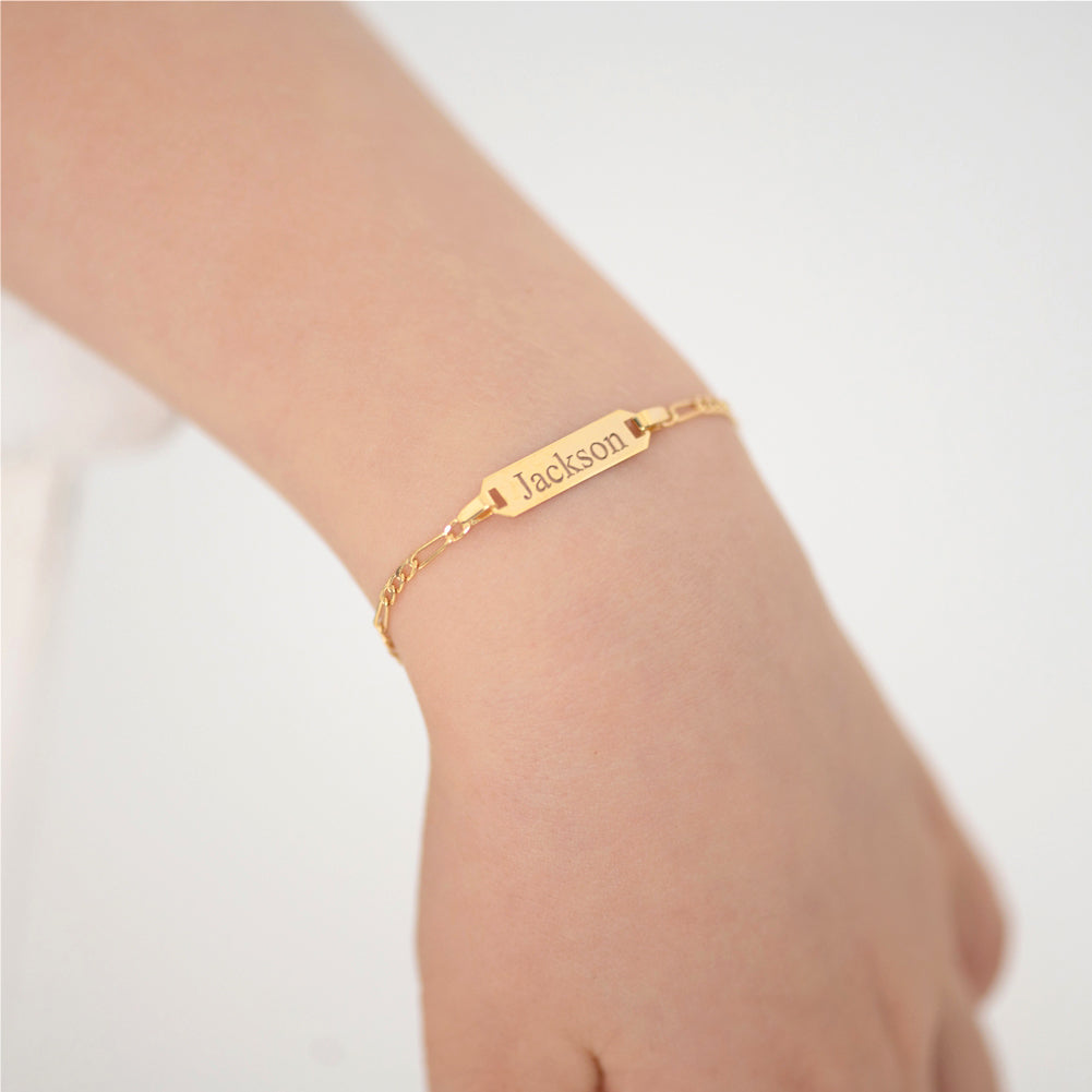 18k Gold 4.5"-5.5" Classic Figaro Toddler / Kids / Boys Bracelet