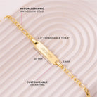 18k Gold 4.5"-5.5" Classic Figaro Toddler / Kids / Boys Bracelet