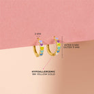 18k Gold Heart Cascade Kids / Children's / Girls Earrings Hoop Enamel