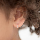 18k Gold Clear Jeweled CZ Huggie 9mm Toddler / Kids / Girls Earrings