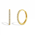 18k Gold Clear Jeweled CZ Huggie 9mm Toddler / Kids / Girls Earrings