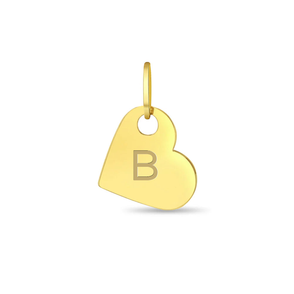 14k Gold Engravable Tilted Heart Kids / Children's / Girls for Charm Bracelet