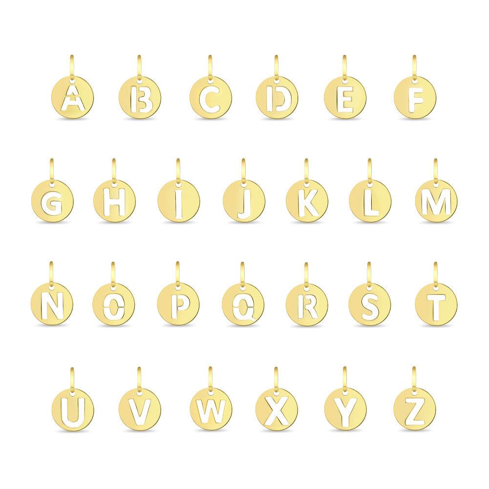 14k Gold Round Initial Letter Kids / Children's / Girls for Charm Bracelet