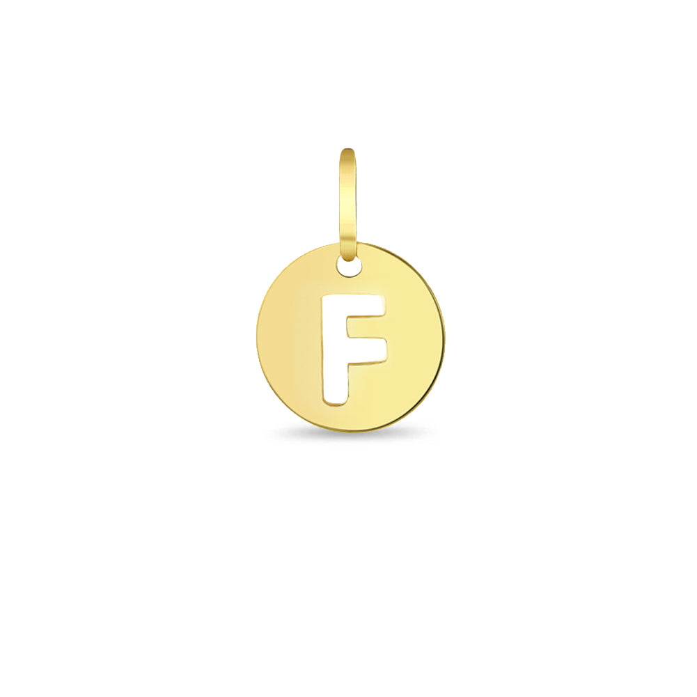 14k Gold Round Initial Letter Kids / Children's / Girls for Charm Bracelet