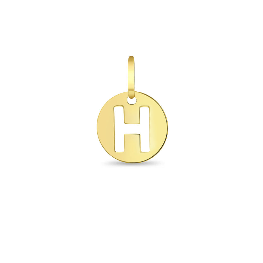 14k Gold Round Initial Letter Kids / Children's / Girls for Charm Bracelet