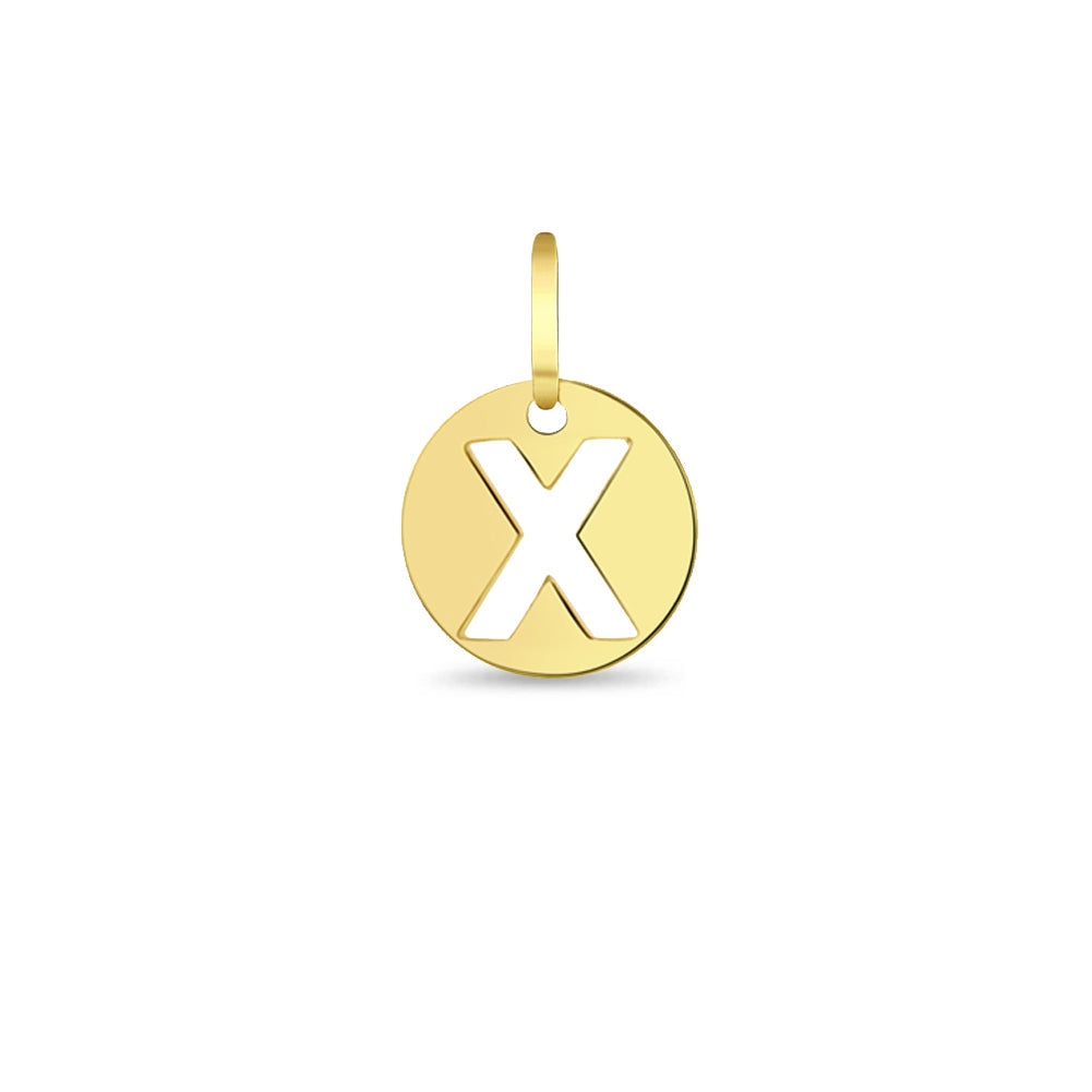 14k Gold Round Initial Letter Kids / Children's / Girls for Charm Bracelet