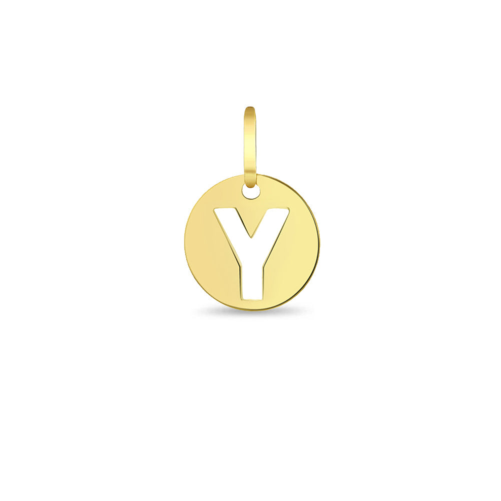 14k Gold Round Initial Letter Kids / Children's / Girls for Charm Bracelet