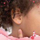 14k Gold Princess Heart Pink Kids / Children's / Girls Earrings Safety Screw Back