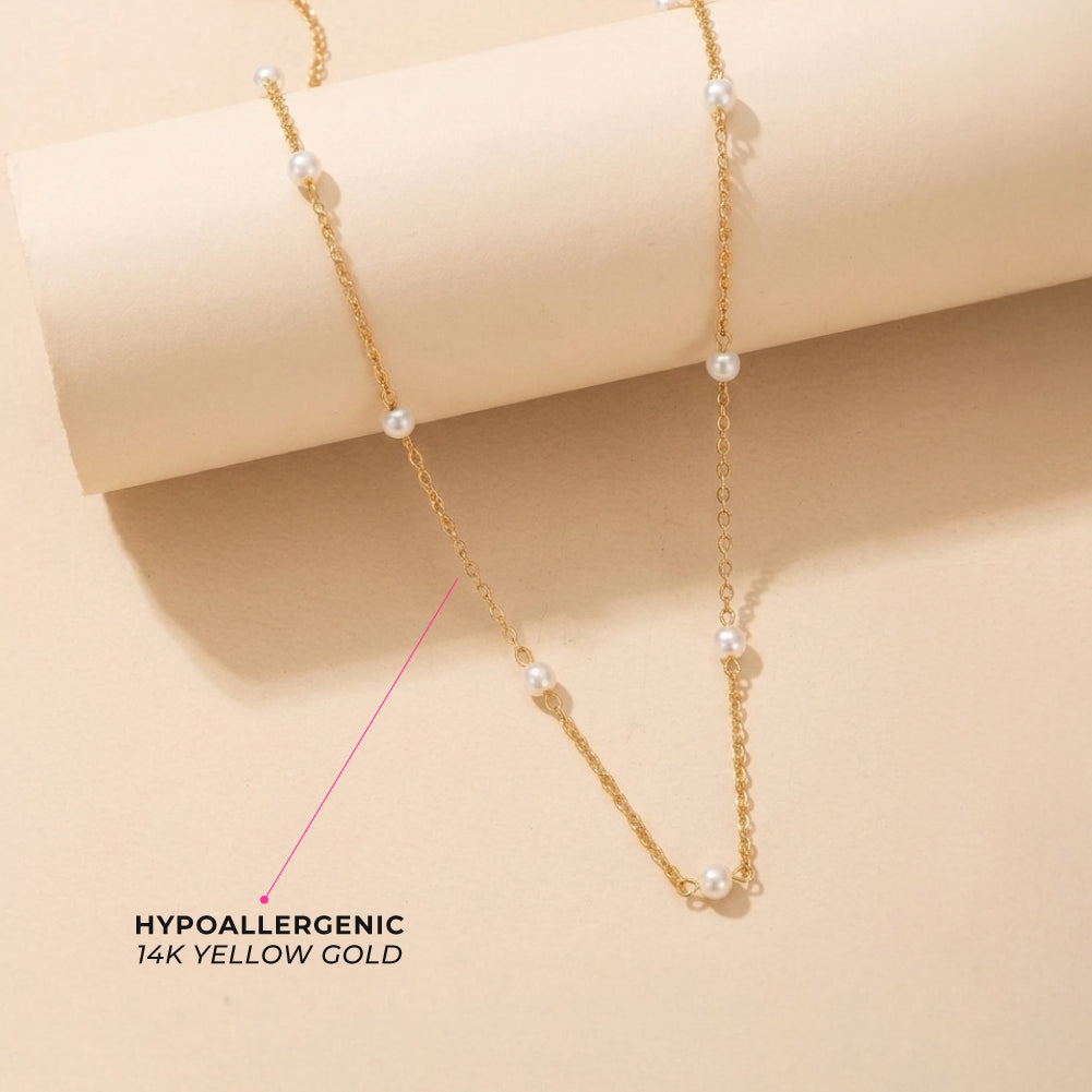 14k Gold 4mm Freshwater Cultured Pearls 16" Kids / Teen Necklace
