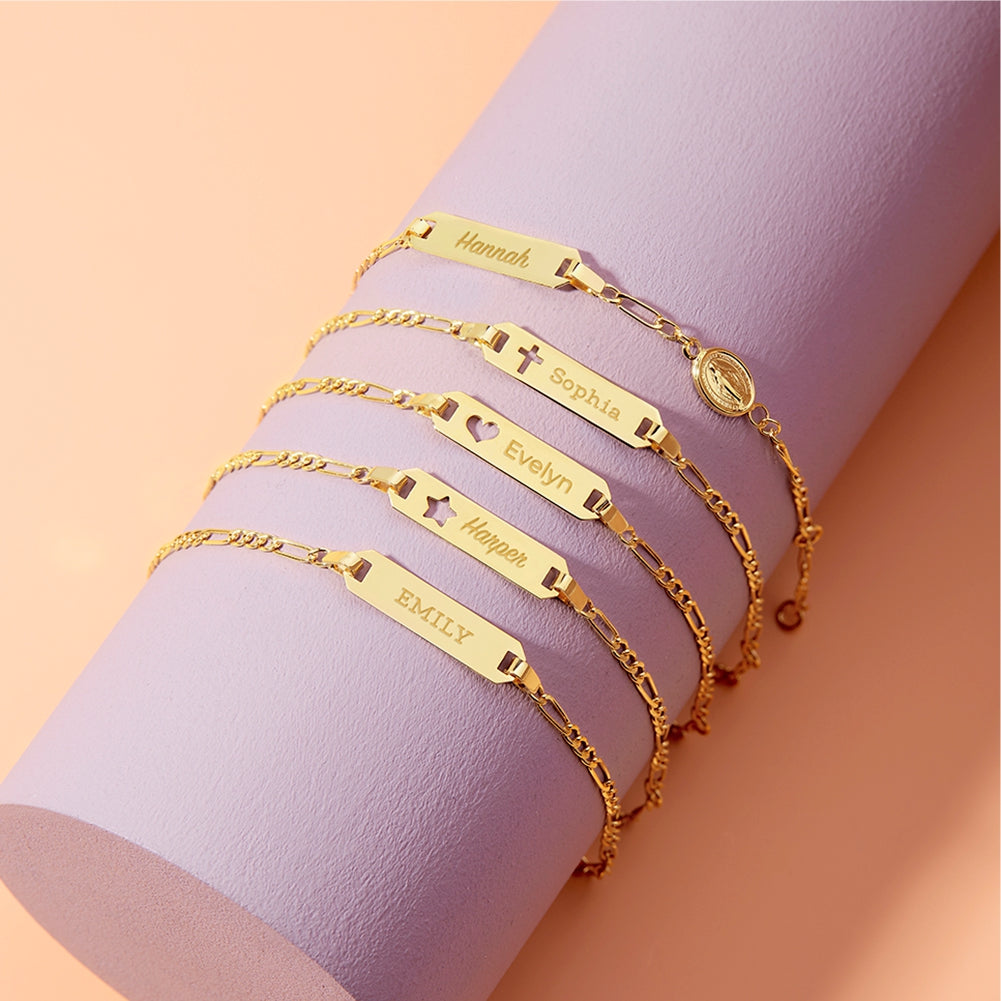 14k Gold 4.5"-5.5" Classic Figaro Toddler / Kids / Boys Bracelet