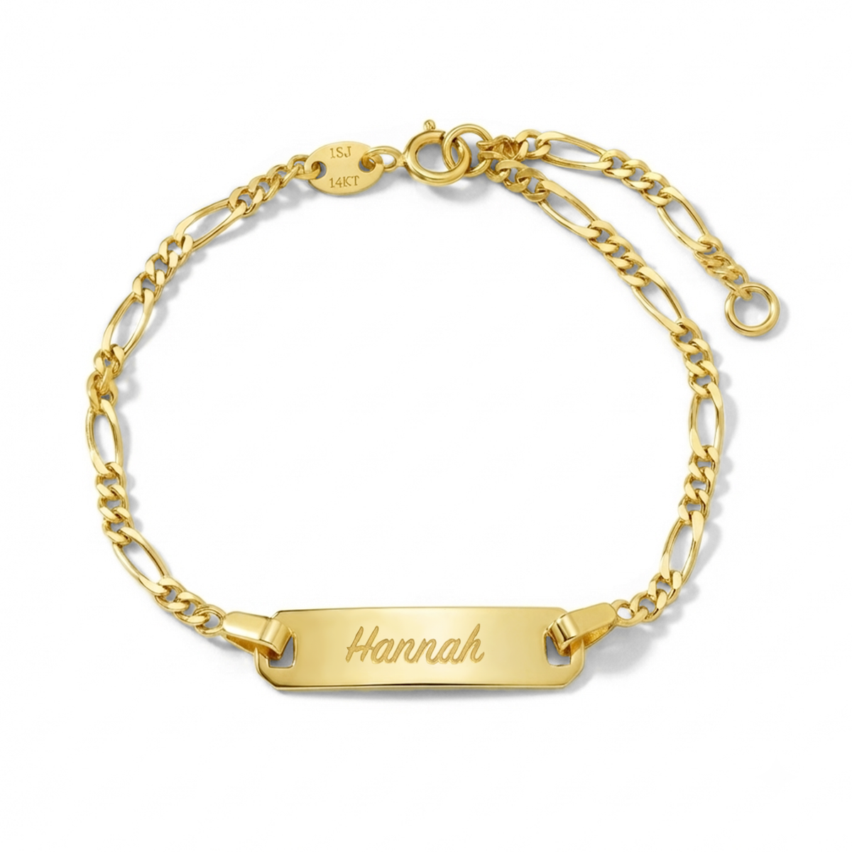 14k Gold 4.5-6.5" Classic Figaro Identification Baby / Toddler / Kids Bracelet Extension Girl