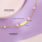 14k Gold 5-6" Oval Tag ID Baby / Toddler / Kids Bracelet Simulated Pearl