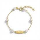 14k Gold 5-6" Oval Tag ID Baby / Toddler / Kids Bracelet Simulated Pearl