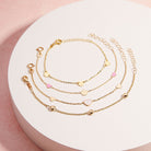 14k Gold 5"- 6" Mother of Pearl Heart Baby / Toddler / Kids Bracelet Enamel