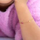 14k Gold 5"- 6" Engravable Pink Butterfly Baby / Toddler / Kids Bracelet Enamel