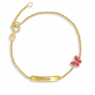 14k Gold 5"- 6" Engravable Pink Butterfly Baby / Toddler / Kids Bracelet Enamel