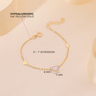 14k Gold 5"- 6" Mother of Pearl Heart Baby / Toddler / Kids Bracelet Enamel