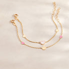 14k Gold 5"- 6" Mother of Pearl Heart Baby / Toddler / Kids Bracelet Enamel