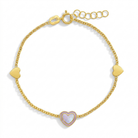 14k Gold 5"- 6" Mother of Pearl Heart Baby / Toddler / Kids Bracelet Enamel