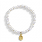 5"-7" Virgin Mary Charm Elongated Freshwater Cultured Pearl Baby / Kids / Teen Bracelet