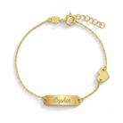 14k Gold 4.5"-5.5" Heart Charm Tag ID Baby / Toddler / Kids Bracelet