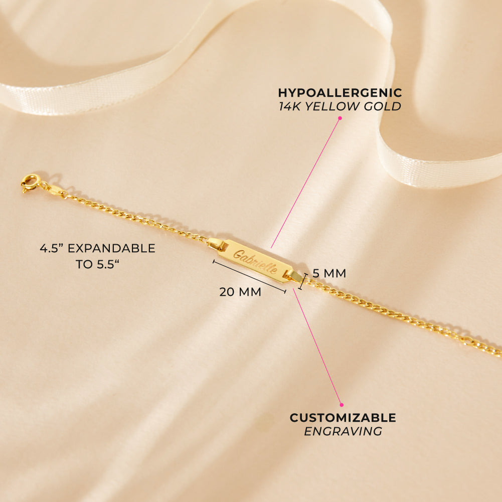 14k Gold 4.5-5.5" Classic Curb Identification Baby / Toddler / Kids Bracelet Extension