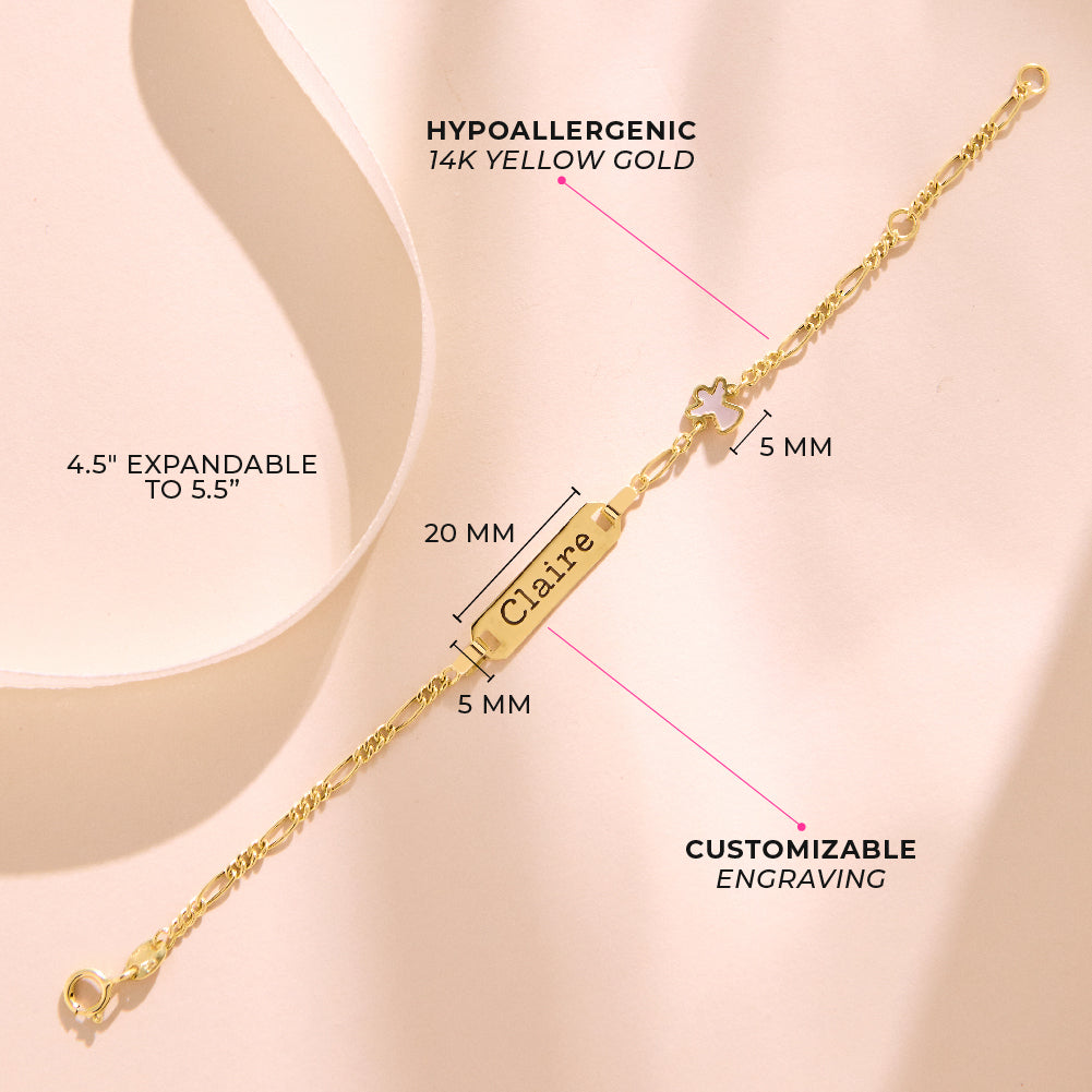 14k Gold 4.5"-5.5" Mother of Pearl Angel Baby / Toddler / Kids Bracelet