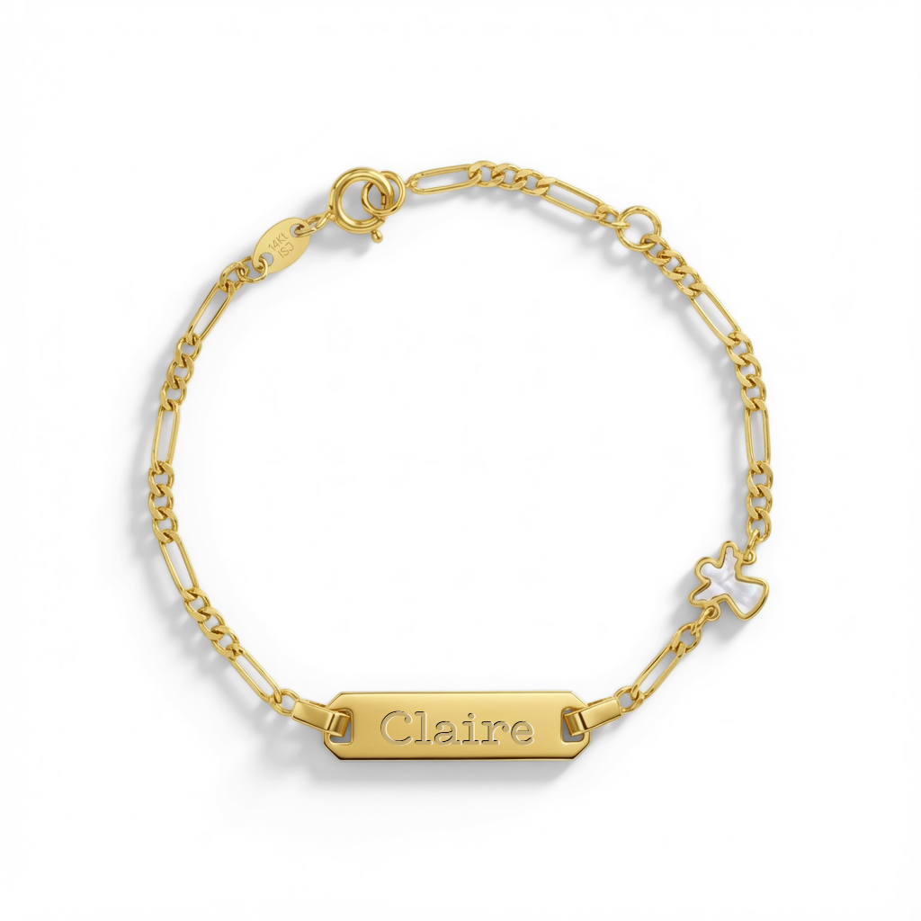 14k Gold 4.5"-5.5" Mother of Pearl Angel Baby / Toddler / Kids Bracelet