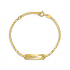 14k Gold 4.5"-5.5" Heart Cut Out ID Bracelet Baby / Toddler / Kids Bracelet Curb Chain
