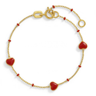 14k Gold 5.5" Red Enamel Heart Baby / Toddler / Kids Bracelet