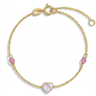 14k Gold 5.5" Mother of Pearl Hearts Baby / Toddler / Kids Bracelet