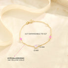14k Gold 5.5" Mother of Pearl Hearts Baby / Toddler / Kids Bracelet