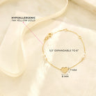 14k Gold 5.5-6" Framed Heart Kids / Children's / Girls Bracelet Freshwater Cultured Pearls