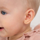 14k Gold Flower Freshwater Pearl 5mm Baby / Toddler / Kids Earrings Safety Screw Back