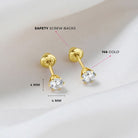 14k Gold Radiant Prong Set CZ 4mm Baby / Toddler / Kids Earrings Safety Screw Back